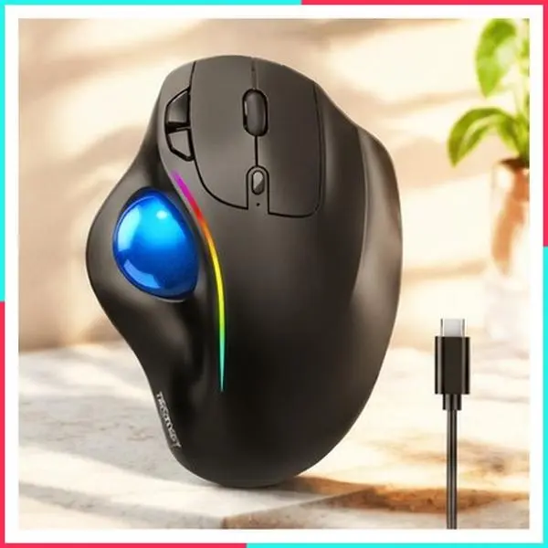 Wireless Trackball Mouse, Bluetooth Mouse with Ergonomic, Black