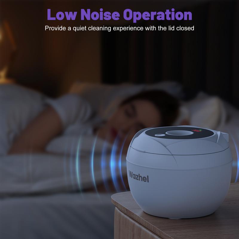 Wazhel Ultrasonic Cleaner for Retainer with UV Light – 45kHz Cleaning Machine for Dentures, Night Guards, Aligners, Toothbrush Heads, Jewelry, Pacifiers & Makeup Brushes – 200ml Tank&4 Modes, Digital Timer