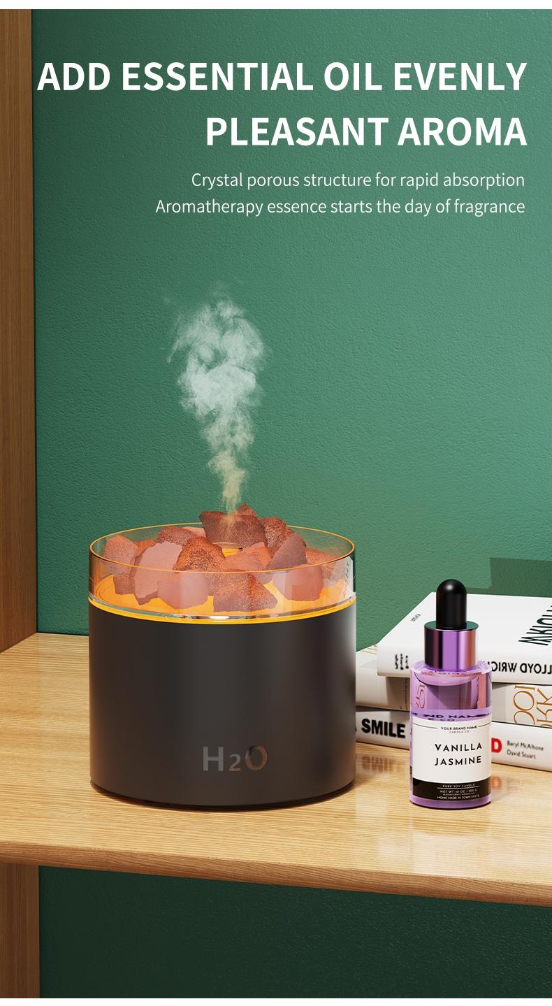 Home Humidifier with Aromatherapy Diffuser, Crystal Salt Stone Design, Colorful Lights, Ideal for Bedroom Living Room Hotel Multi-Room Use, Aroma Diffuser Humidifiers