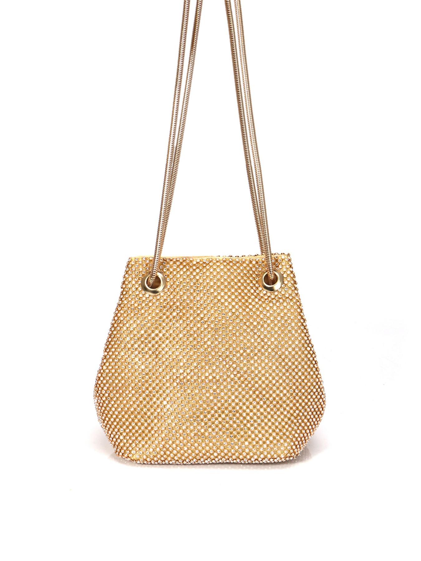 Women's Evening Bag- Upgraded Size Full Rhinestones Bucket Bag Shining Bag Shoulder Bag for Party Wedding Date Night