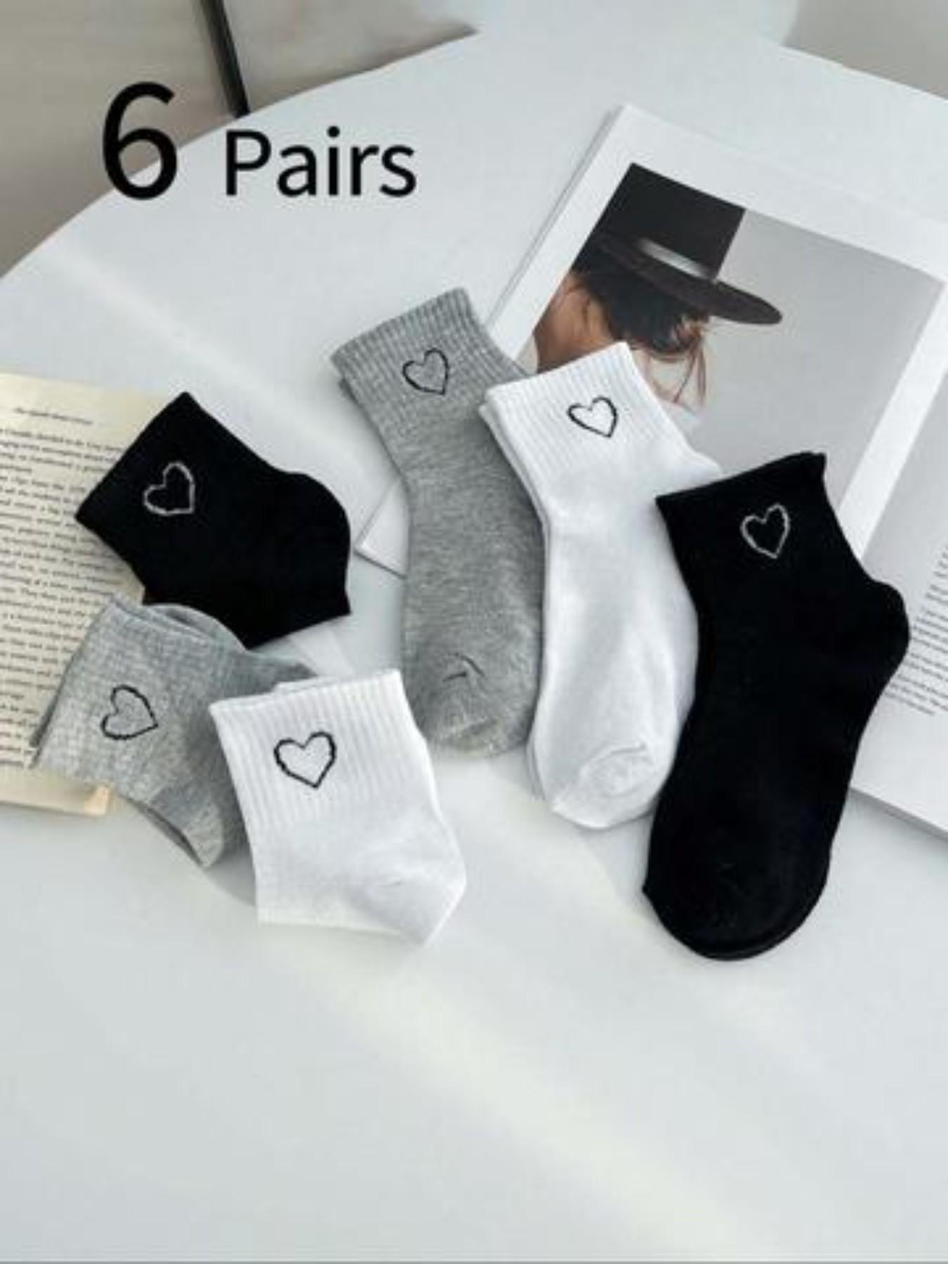 6 Pairs Heart Pattern Ankle Socks All Season Socks for Girls and Teens, Breathable Moisture-Wicking, Casual Sports Style, Suitable for Sneakers and Leisure Shoes