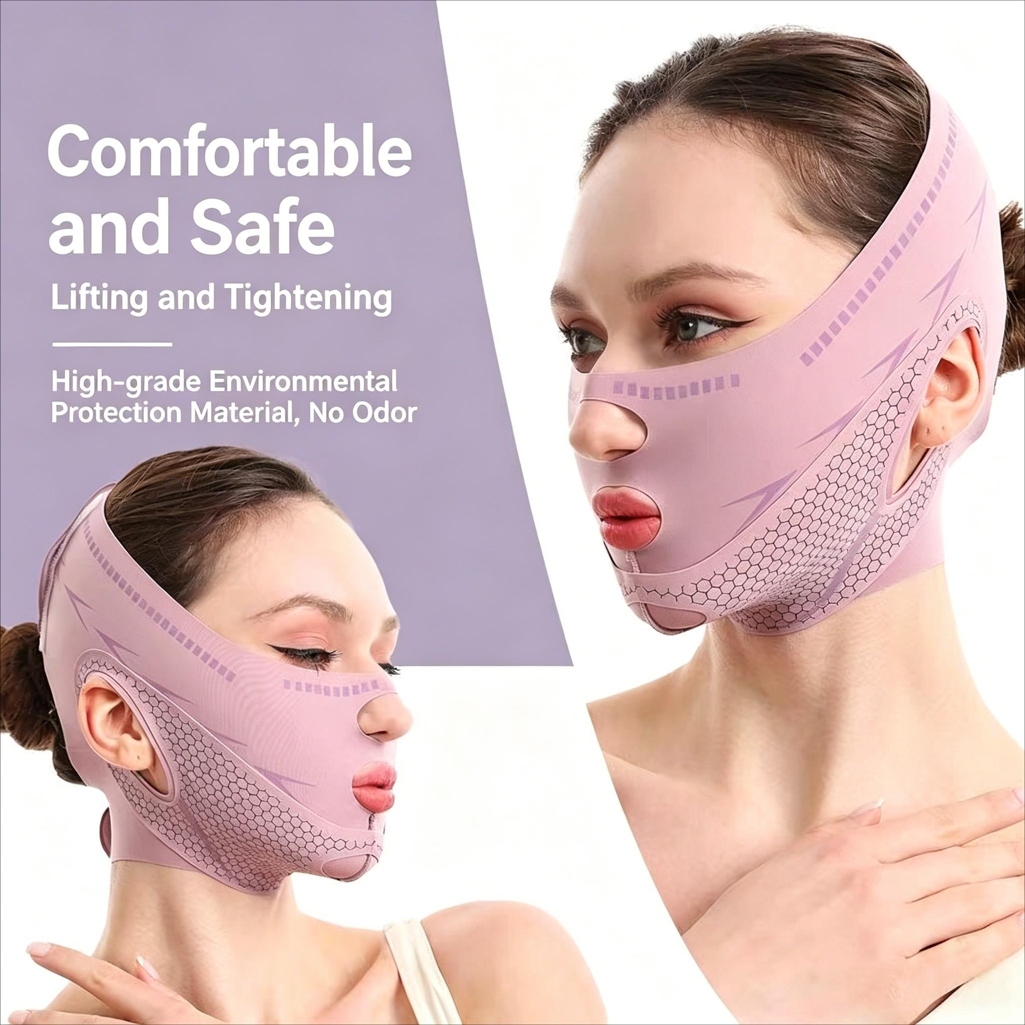 V-Shaped Face Lifting Mask, Double Chin Reducer, Jawline Sculpting Face Slimming Strap for Women & Men, V-Line Face Lift Tape, Anti-Wrinkle Facial Bandage, Reusable Face Lifting Belt, Durable, Invisible Elastic Face