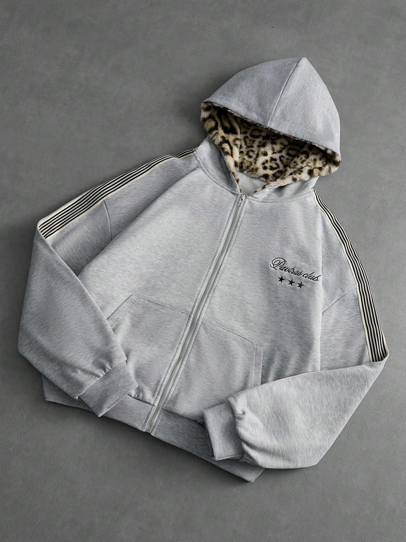Unisex Leopard Hoodie, Casual Fitted Long Sleeve Pullover, Fall & Winter Essential, Comfortable Daily Wear