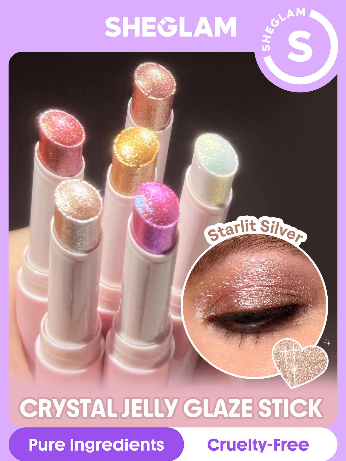 SHEGLAM Crystal Jelly Glaze Stick-Starlit Silver Multi-Use Single Eyeshadow Stick Glitter Shimmer Long-Lasting High Pigment-Effortlessbeauty