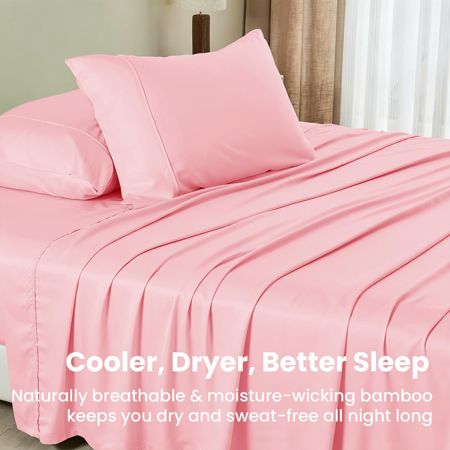 MUXHOMO 3/4pcs Cooling Lyocell Bedding Sheet And Pillowcase Sets with 14'' Deep Pockets, Crisp Percale, Breathable And Durable Bamboo Cooling Fiber Lyocell bedding for Hot Sleeper