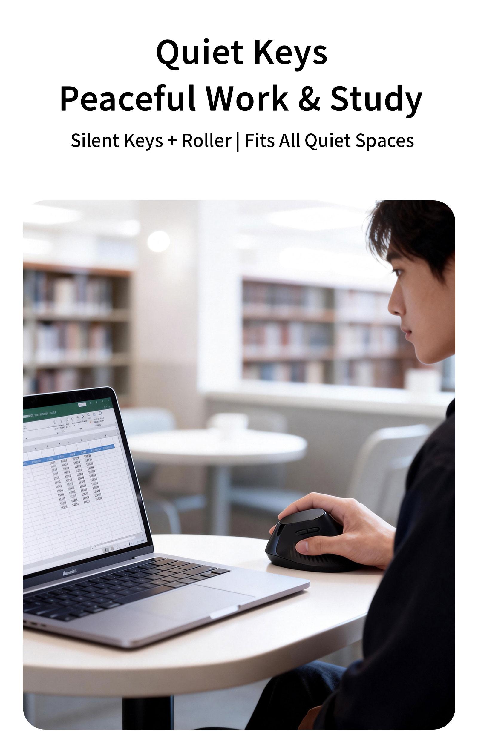 Mofii M11 Dual-Mode Rechargeable Vertical Mouse, Ergonomic Wireless Office Mouse, Classic, Wrist Support, Universal for Tablets Laptops Desktops