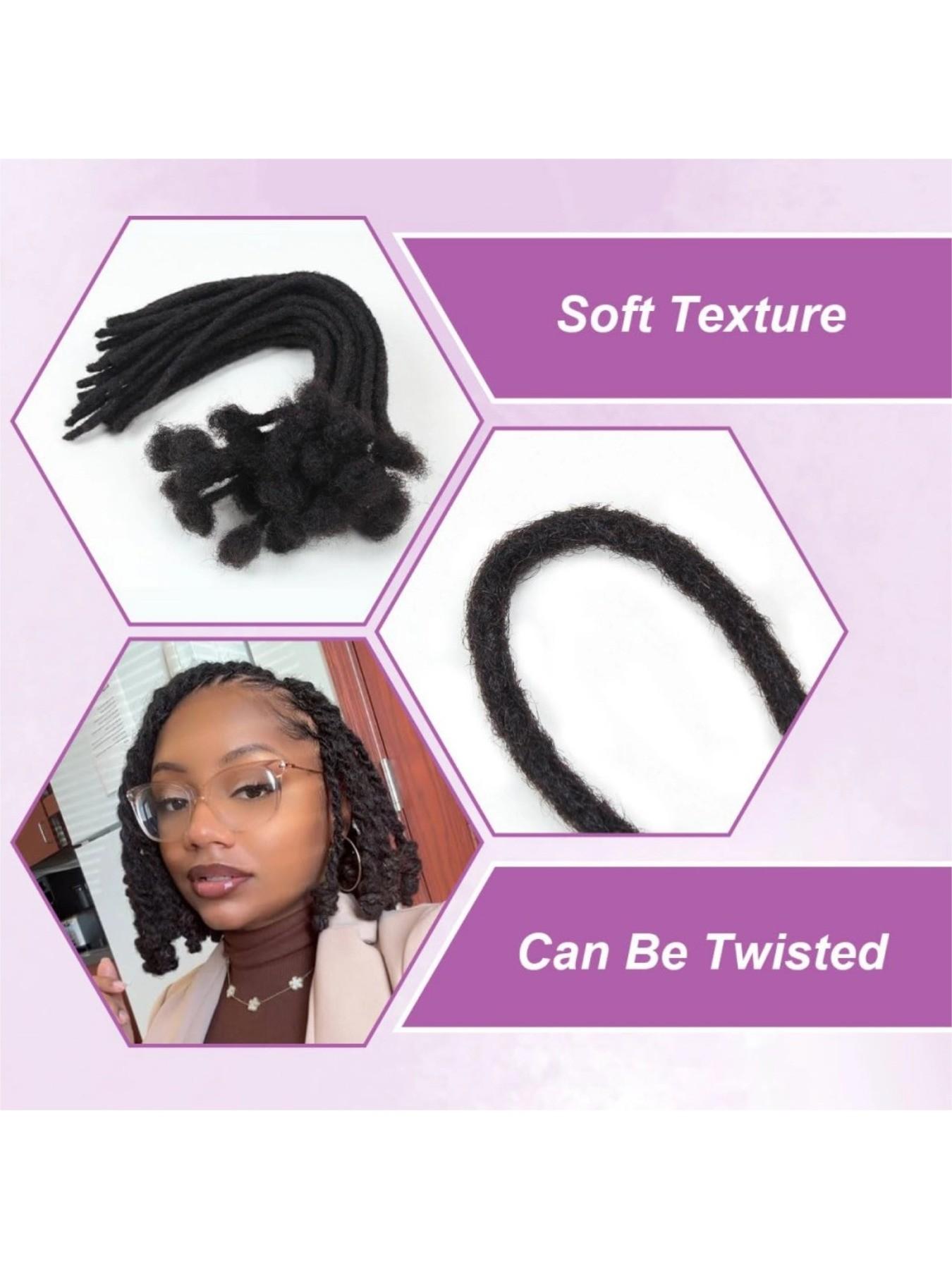 Human Hair Dreadlock Extensions Full Handmade Dreads Extensions Loc Extensions for Women/Men Can Be Dyed Curled Bleached (4-16 Inch 0.6cm 10-100 Strands)