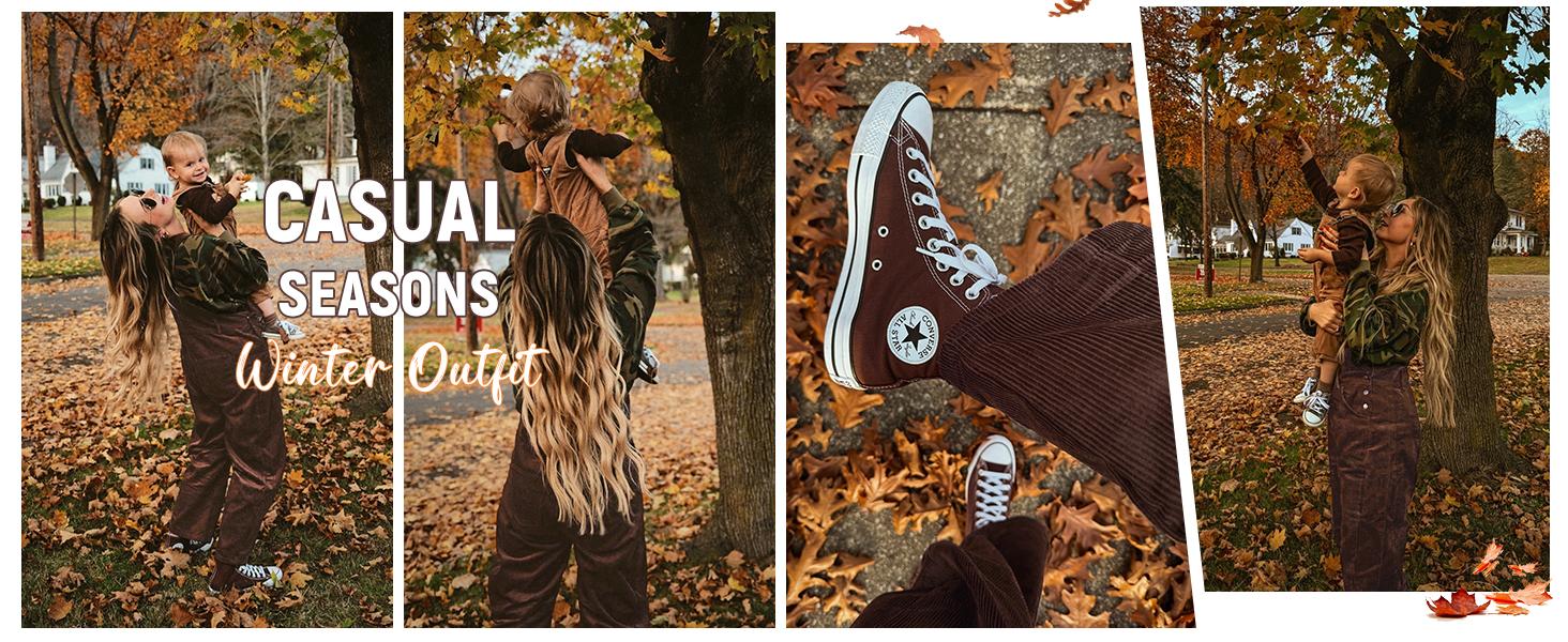 Molitree Women's Corduroy Overalls Barrel Wide Leg Bib Pants Adjustable Romper Jumpsuit with Pockets  Casual Wideleg Womenswear Brown