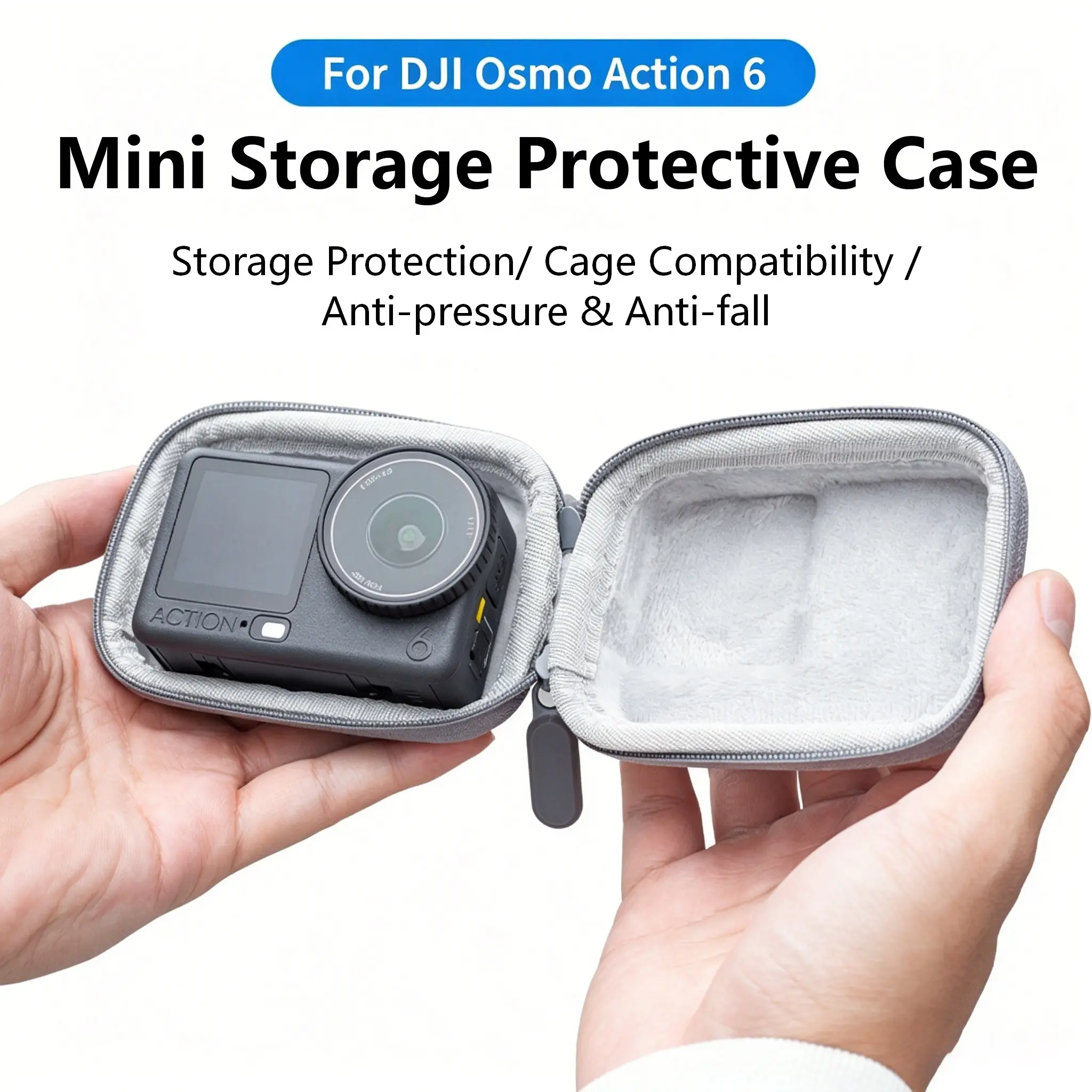 Dji Osmo Action3/4 Mini Storage Case, Thick Oxford Hard Shell, Dual Zipper, Soft Lining, Lens Protection, Outdoor Gear