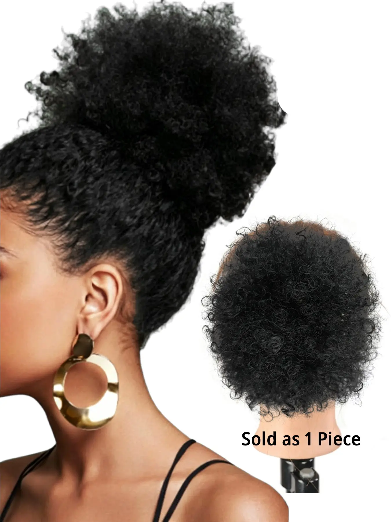 Afro Kinky Curly Claw Clip Hair Bun, Fluffy Curly Synthetic Messy Bun Hairpiece for Women & Kids, Synthetic Hairpieces
