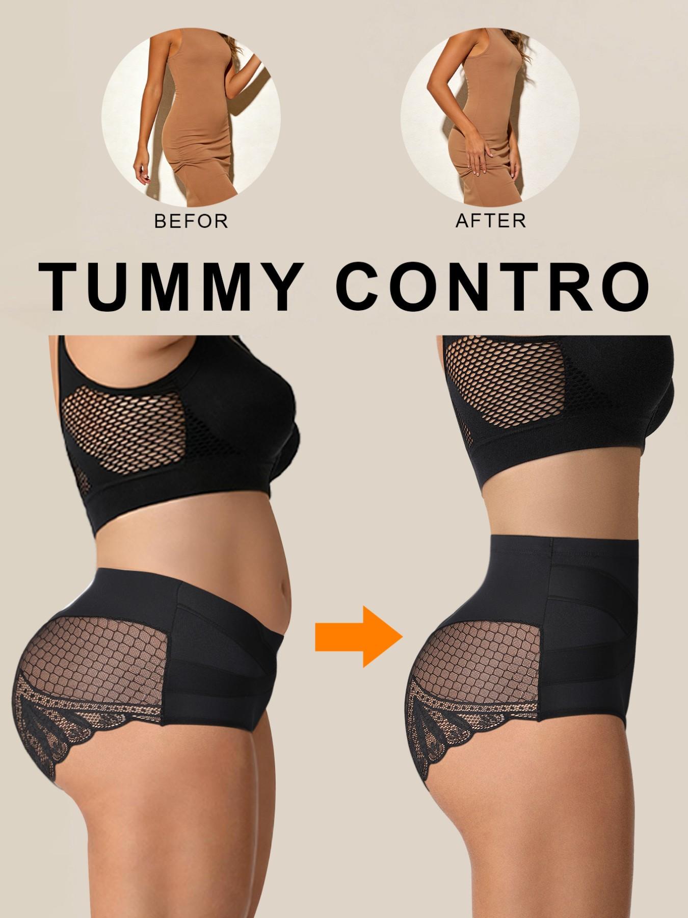 1Pc Lace Briefs Tummy Control Shapewear High Waist Panties Women's Lace Slimming Body Waist Trainer Underwear Sheath Flat Belly Panty Woman Butt Lifter Lingerie Shorts for Women