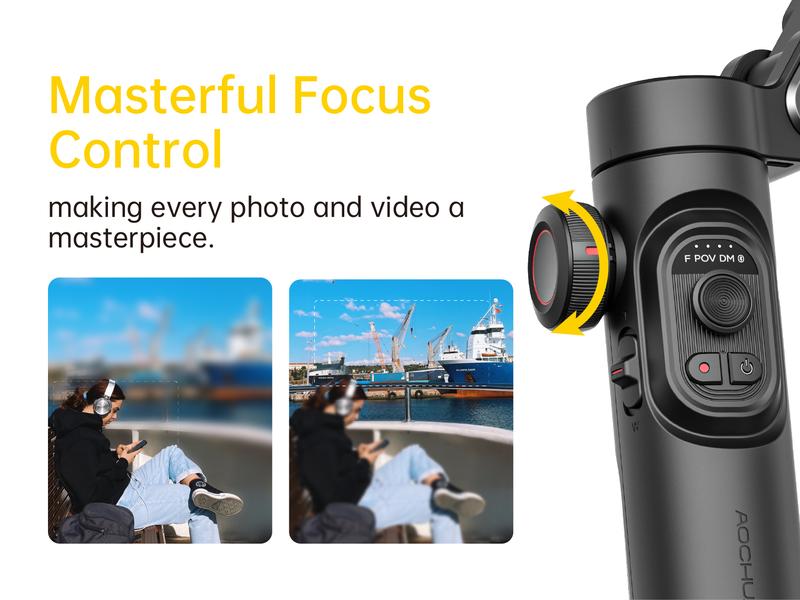 AOCHUAN 3-Axis Gimbal Stabilizer for Smartphone, Gimbal w/RGB Magnetic Fill Light Upgraded Face Tracking Focus Wheel Foldable iPhone Gimbal for iPhone/Android Phone gimbal Vlog RecordingCamera Clip Camera Accessories Smart XE-2