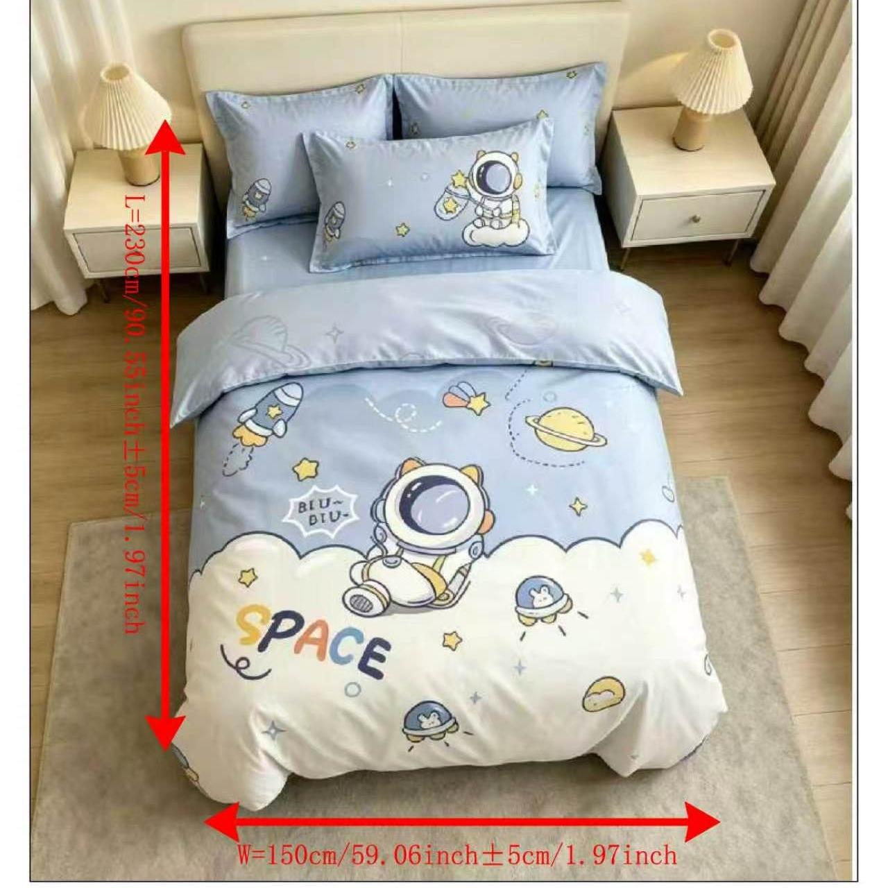 Cute Astronaut Bed Sheet 150x230cm, Soft and Comfortable Design, Perfect for Kids' Bedrooms, Durable Material, Easy Care Maintenance