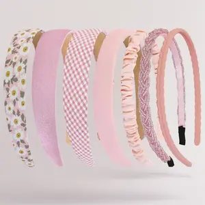 7-Pack Non-Slip Wide Headbands for Women & Girls - Padded Vintage Style with Pearl & Floral Designs. Multi-Style Fashion Set for Everyday Wear or Special Occasions