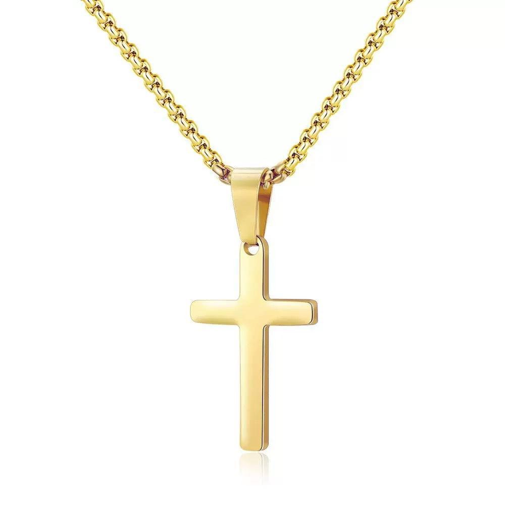 304L Stainless Steel Cross Pendant Necklace Unisex Golden, Black, Silvery Retro Cross Pendant Adjustable Cuban Twist Chain Stackable Jewelry Gifts Cross Chain Necklaces for Men Women