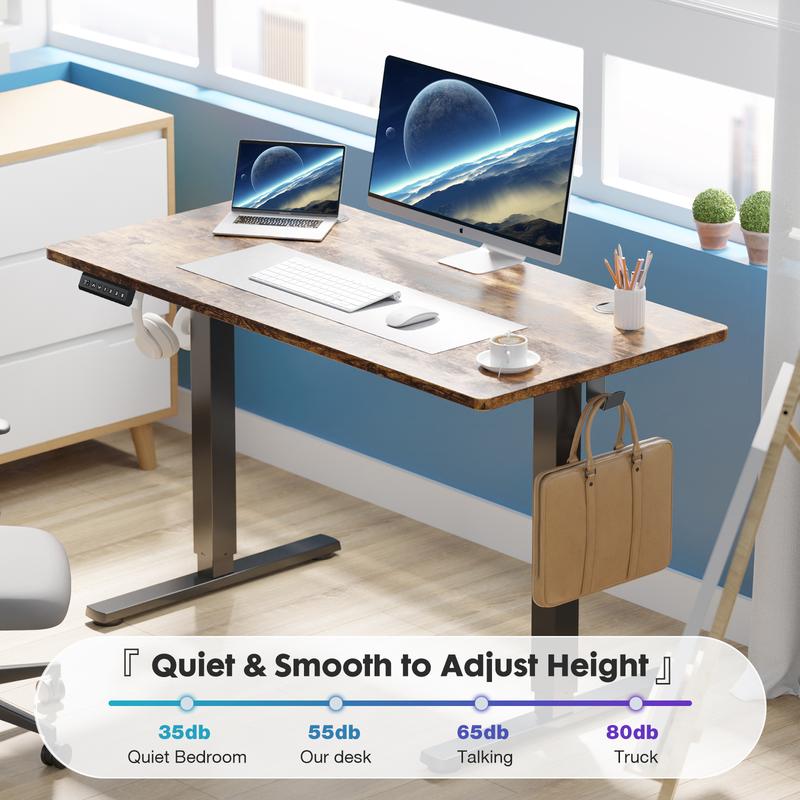 RIMIKING Smart Adjustable Standing Desk with Memory Control,Height Adjustability,Multi-Function Control Panel,Eco-Friendly Desktop,Spacious Workspace,Versatility,Convenient Add-Ons, ELT