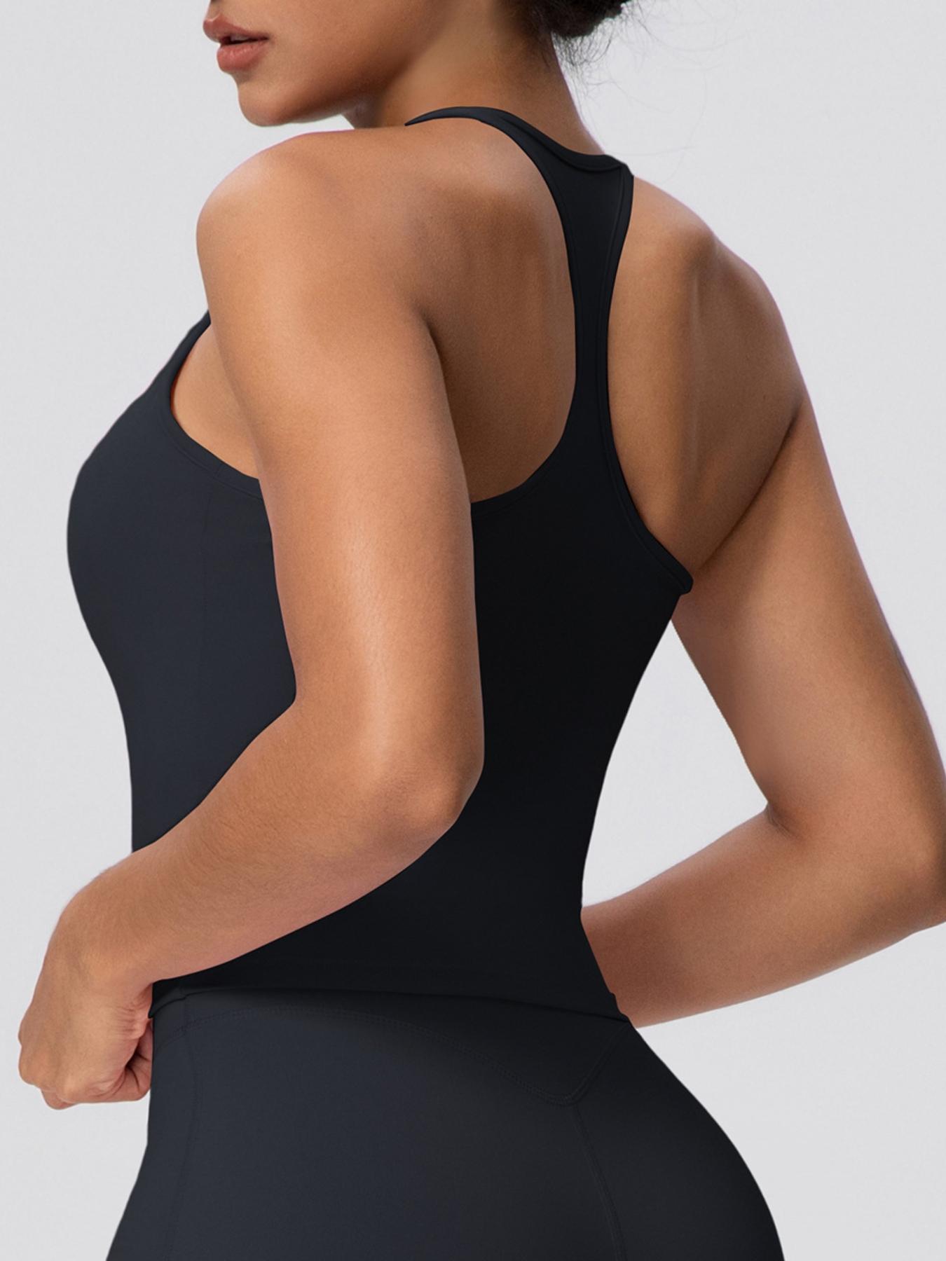 Women's Fine-Strap Y-Back Yoga Tank Top with Padded Cups Casual Fitted Sports Top with Quick-Dry Technology High-Stretch Y-Back Sports Bra Outdoor Running Fitness Bra Yoga Sports Vest