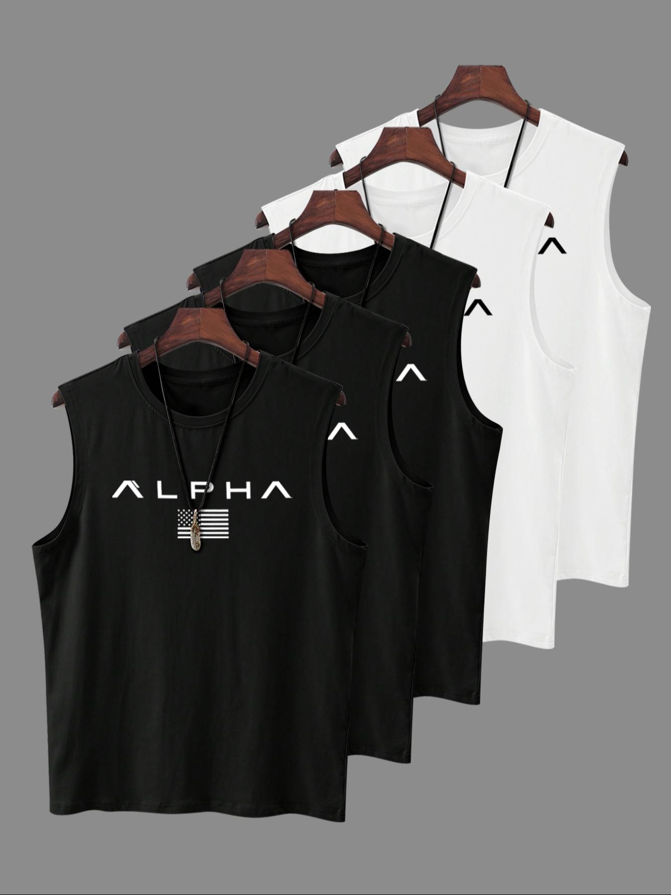 Men's Letter Print Tank Top, Regular Fit Casual Sleeveless Top for Summer, Men's Top for Gym Workout Running, Menswear, Stretch Tank Tops