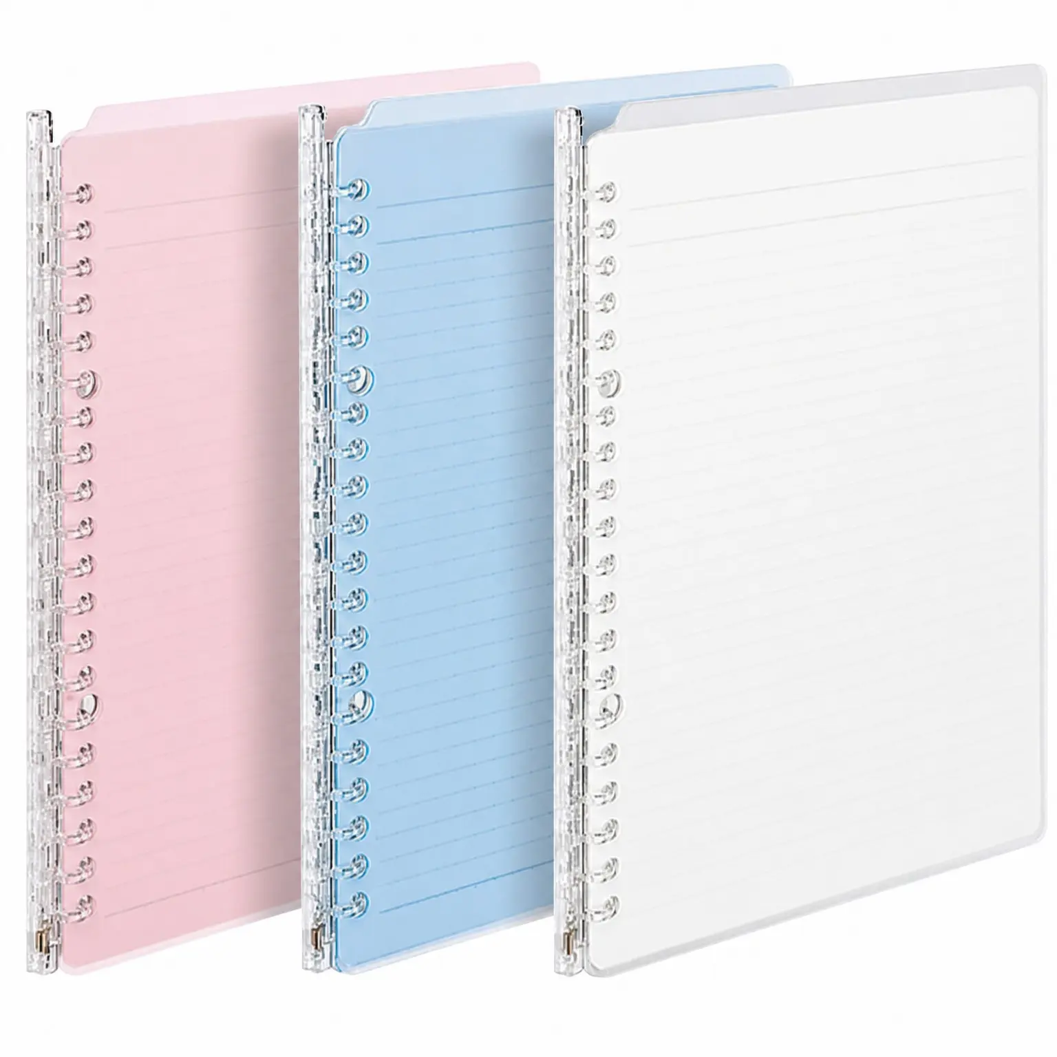 Smart Ring Binders 3 Pack, A5 Light Colors Binder Notebooks, Up to 25 Sheets 20 Holes Slim Binder Folder with 10 Loose-leaf Paper Each for Study and Journal, Japan Import