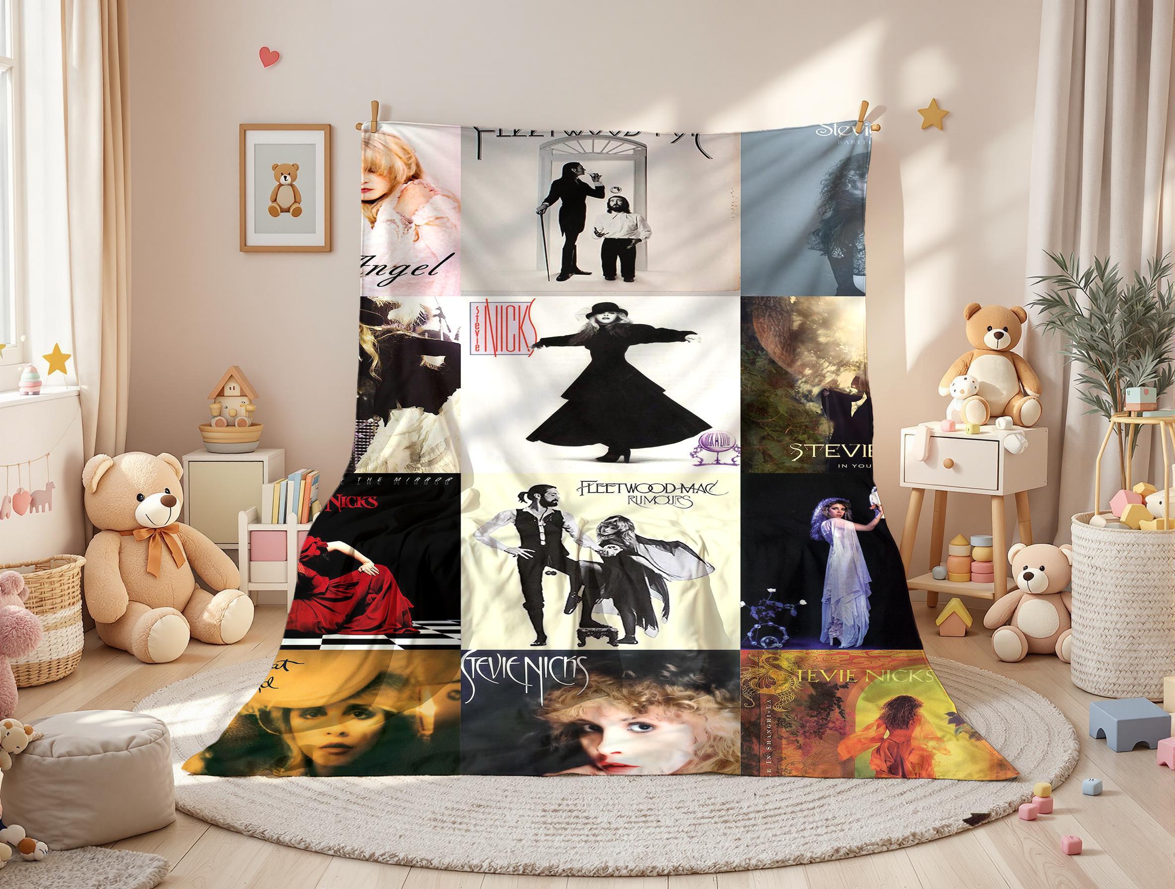 Countdown Sale! Stevie Nicks & Fleetwood Mac Album Collage Throw Blanket, Soft Warm Flannel Blanket for Bedroom & Couch, Witchy Boho Rock Goddess Inspired Design Gypsy Rock Goddess, Ideal Gift for Music Fans & Fans, Birthday, Holiday