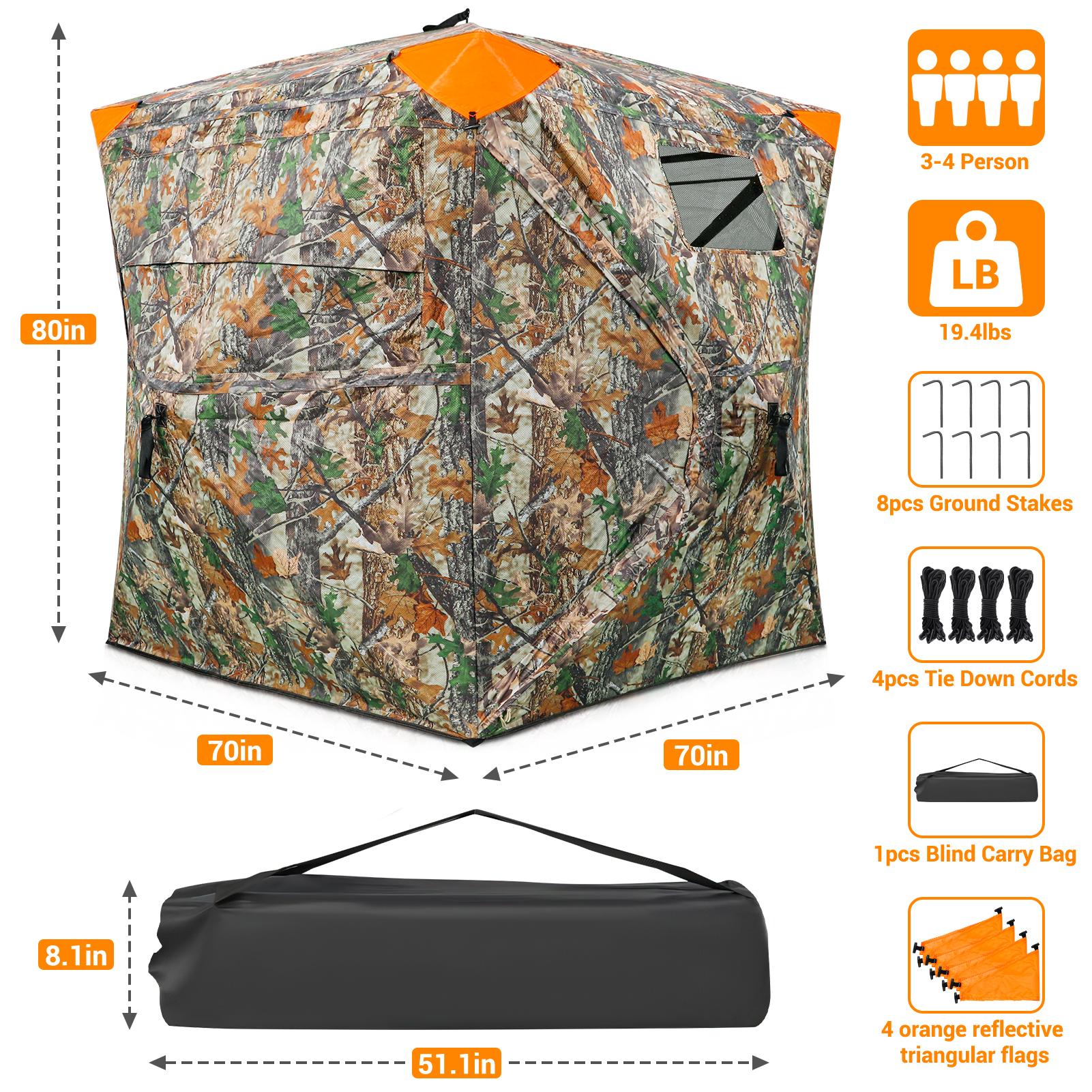 Bearbro Portable 270° /360° See Through Hunting Blind Pop-Up Ground Blind with Tie-downs & Carrying Bag for Deer, Duck and Turkey Hunting,New upgraded version, featuring 4 reflective triangular fabrics,TikTokshopBlackFriday