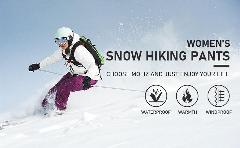 MoFiz Women's Hiking Pants Insulated Outdoor Snow Ski Pants Warm Winter Soft Shell with Zipper Pockets waterproof