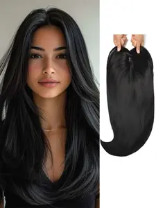 18 Inch Short Wavy Hair Topper, 6.5x6.5 Breathable Lightweight Base, Natural Volume, Full Scalp Coverage for Thinning Hair, Synthetic Material Wigs