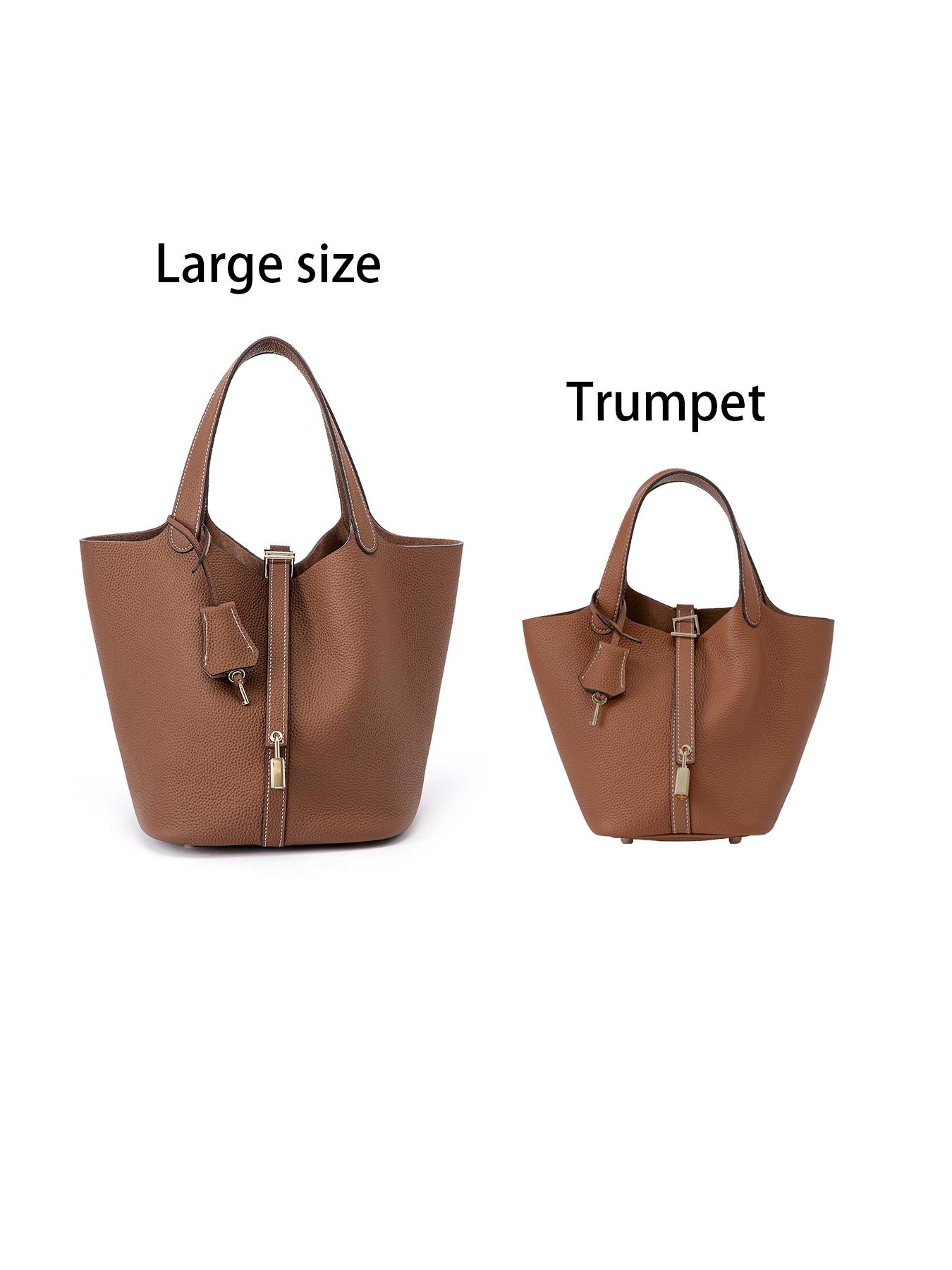 Women's Fashion Solid Color Casual Versatile Genuine Leather Handbag, Fashionable Bucket Bag, Stylish and Practical Accessory for Everyday Use, Perfect for Any Occasion