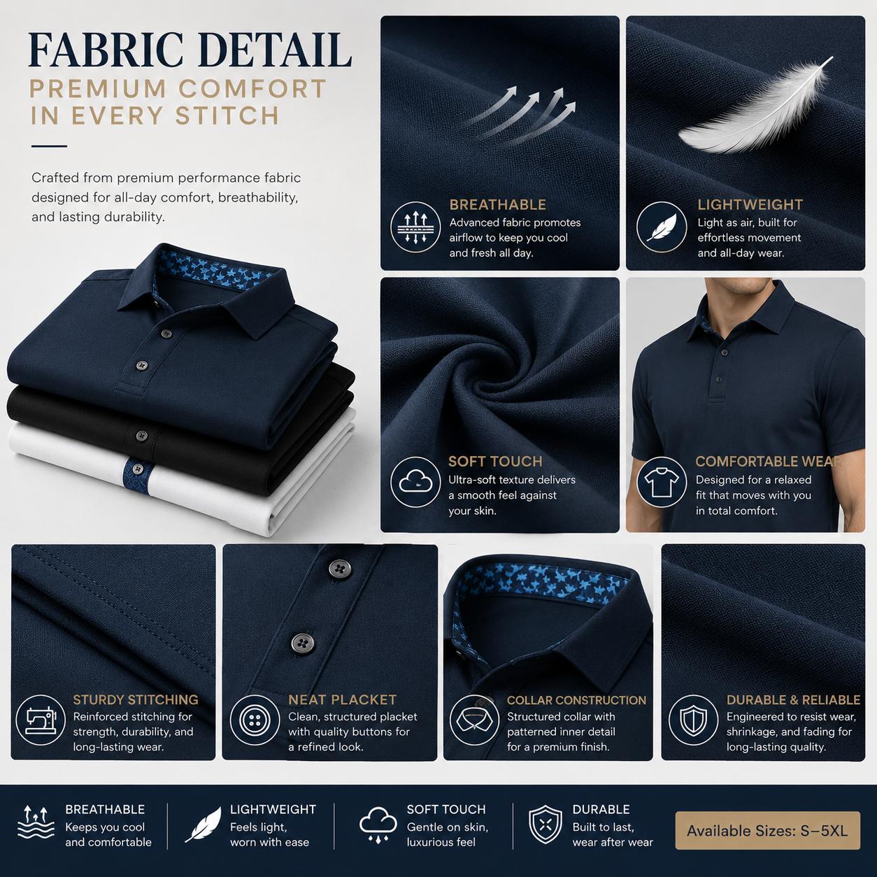 Men's 3-Pack Polo Shirts - Soft Breathable Cotton, Short Sleeve Casual Fit, Plain Solid Classic Collared Tops for Work, Golf, Everyday Wear, Menswear, Shortsleeve, Business Casual Tops,clothes for back to school,first day of school outfits