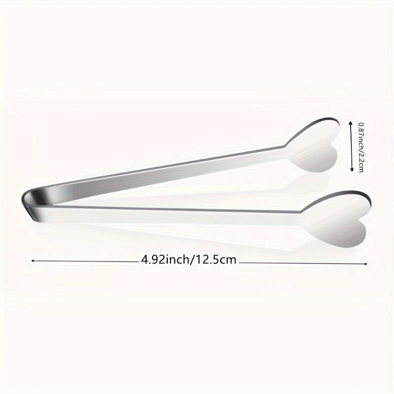 Heart Shaped Mini Tongs - Stainless Steel Small Tongs for Serving Food, Cooking, Appetizers, Ice Cubes, Fruits, and Sugar - Cute Love Design - Perfect for Kids