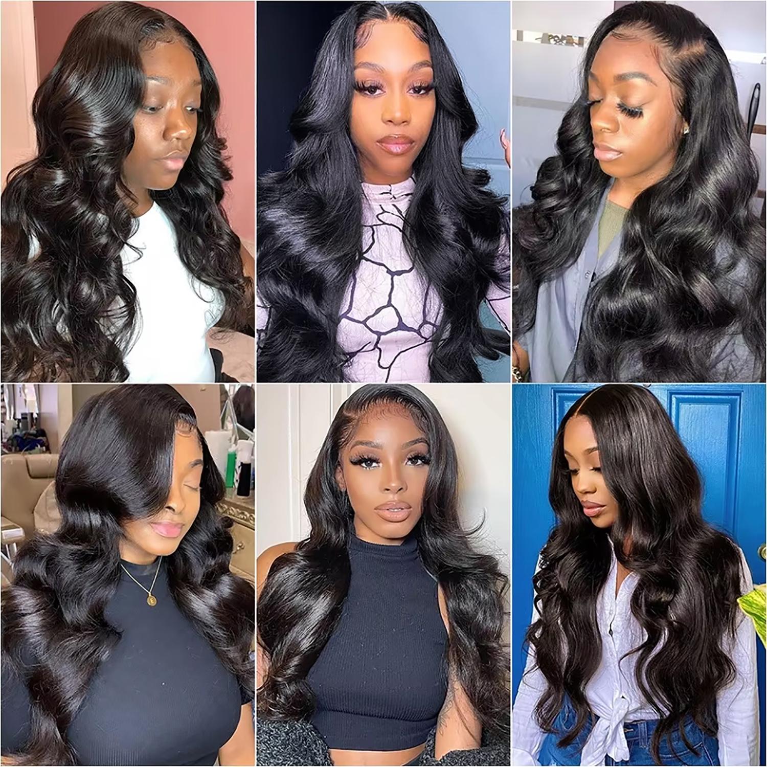 Tahikie #4 Chocolate Brown / #1 Jet Black 13x6 Body Wave 200% Density HD Lace Front Wigs Real Hair For Women Medium Size TikTokShopSummerTurnup dealsforyoudays