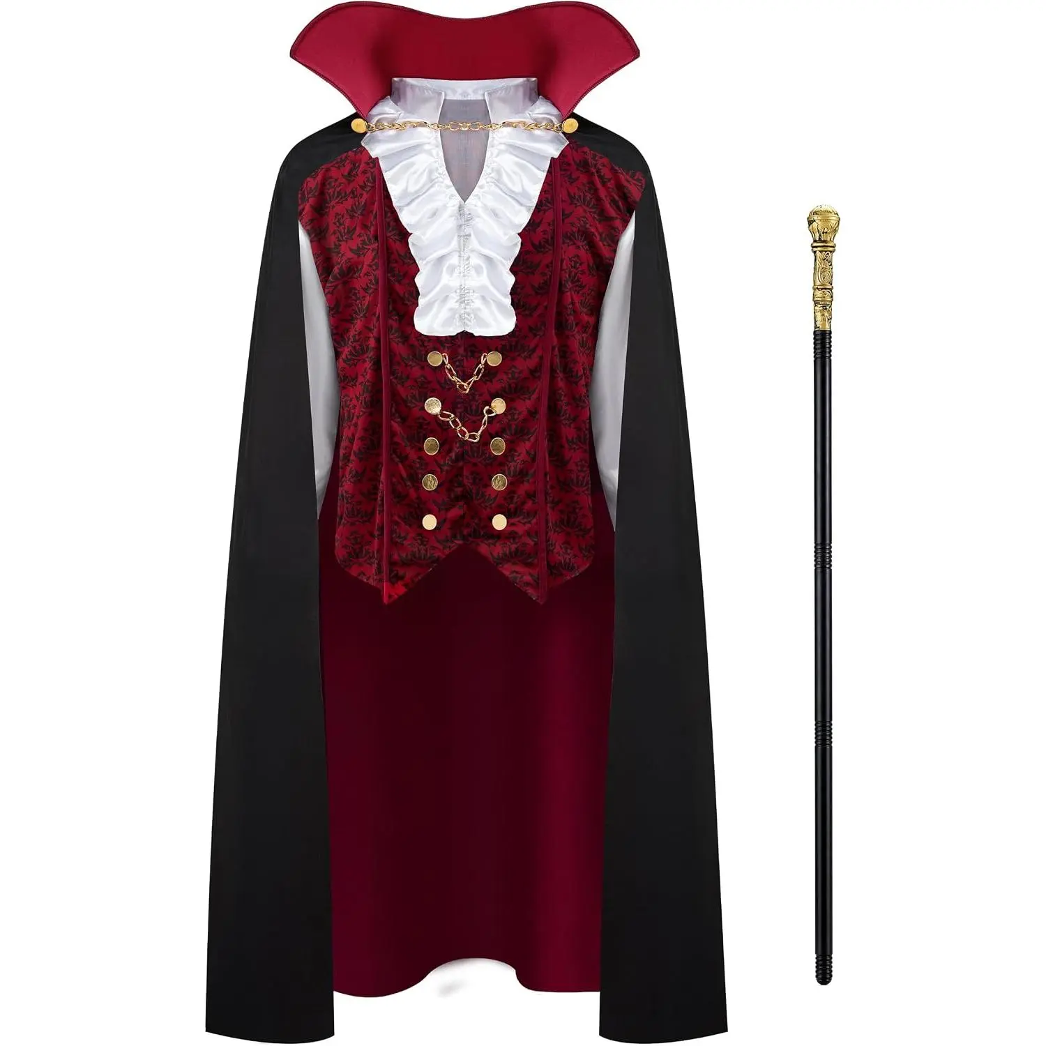 Men's Dracula Theme Costume Set - Multi-Size Spooktacular Creations Halloween Vampire Outfit with Cape