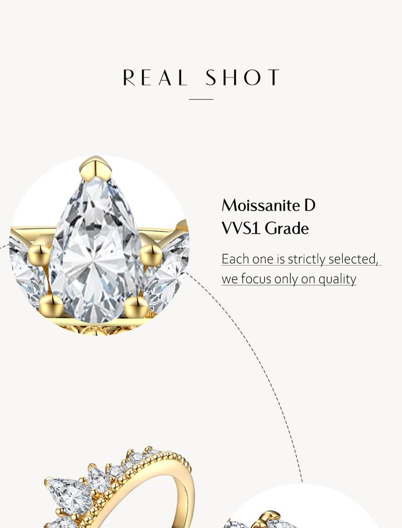 Pear Cut Synthetic Moissanite Ring D Color VVS1  for Women Men Engagement Party R076
