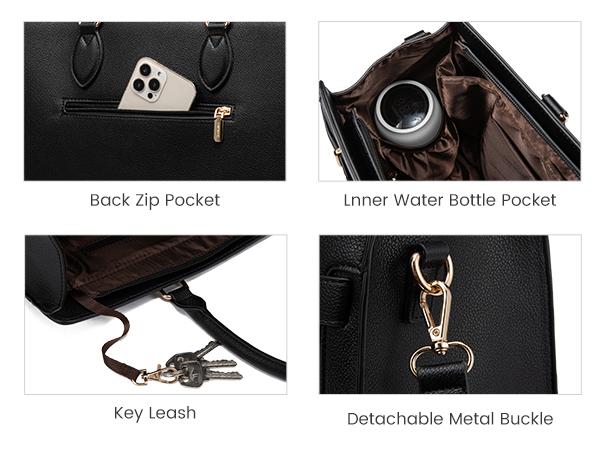 LOVEVOOK Women's Laptop Bag, fits 15.6-inch laptops, Business Tote, Waterproof PU Leather Briefcase, Office Shoulder Bag suitable for Teachers