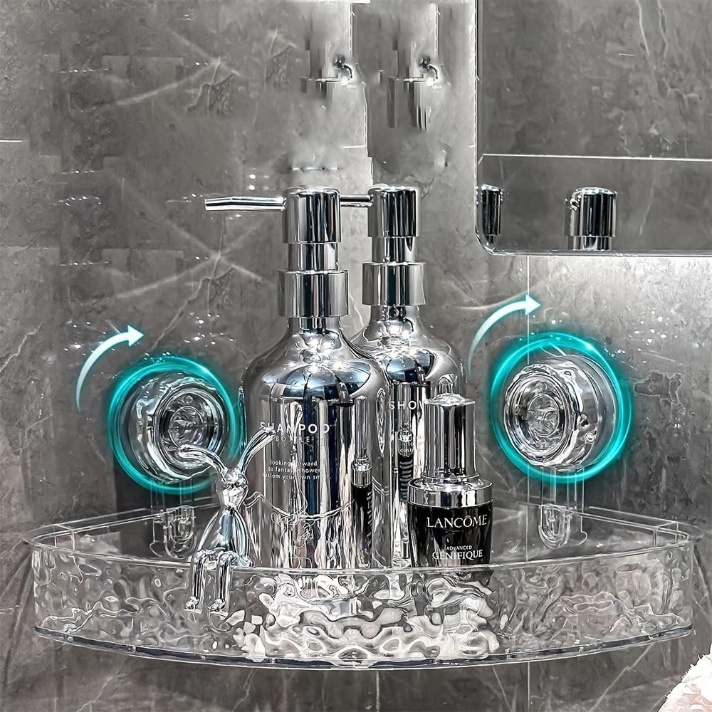 1/2 pack, ripple suction cup storage rack, wall mounted without drilling, suction cup storage box, bathroom storage rack, transparent detachable storage rack and shelf, suitable for bathrooms and toilets, space saving solution, Bathroom Organizer Supplies