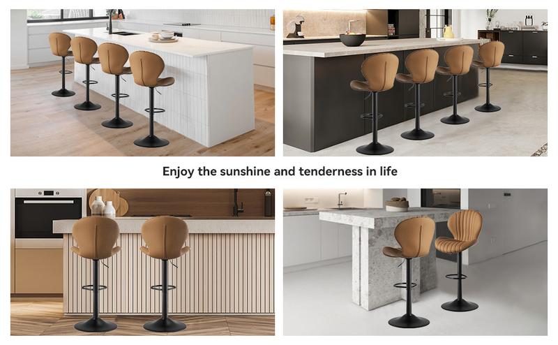 Bar Stools Set of 2 Modern Swivel Bar Chairs, Barstools Counter Height with High Backrest, Easy 3-5 Minute Assembly for Bar, Kitchen, Dining Room Beige