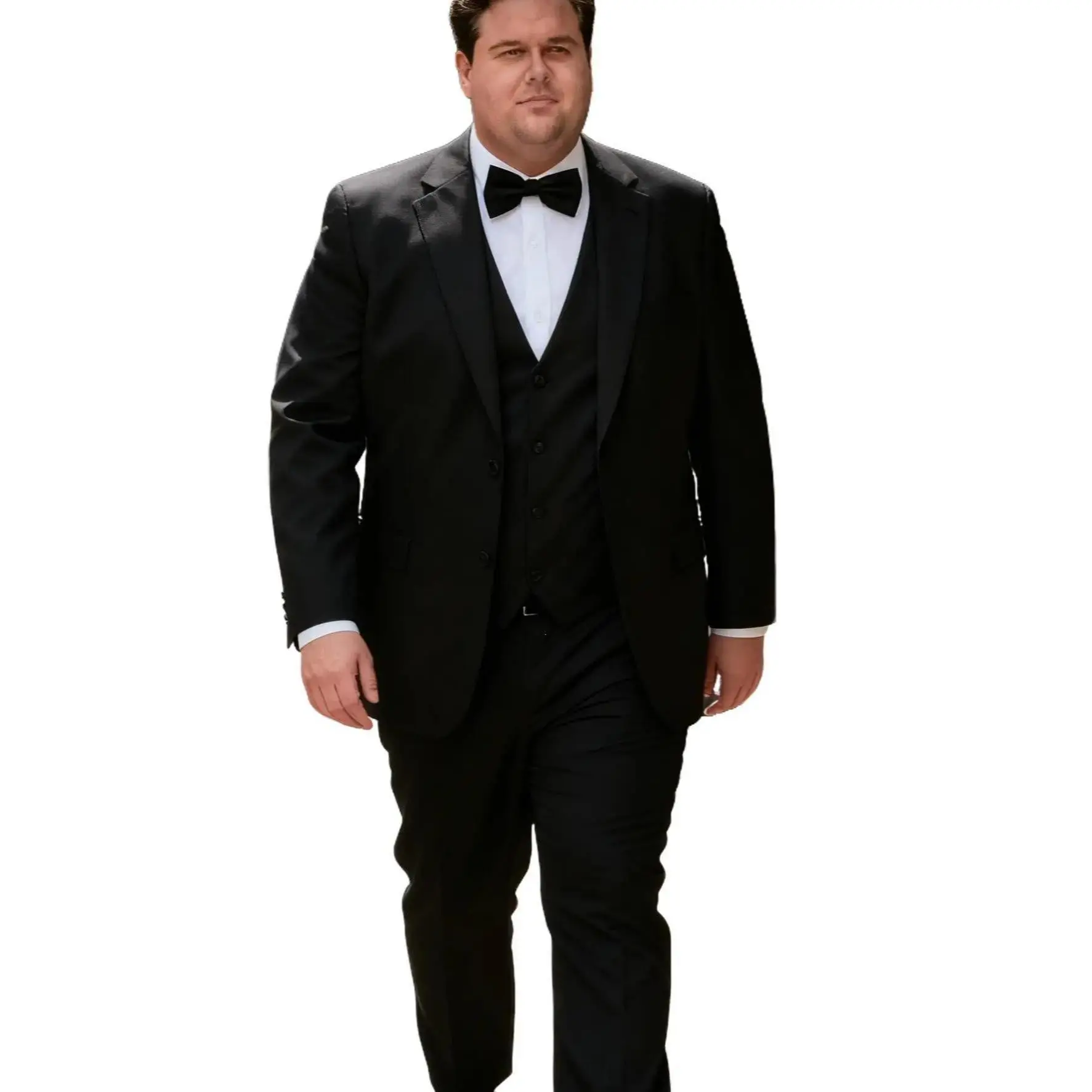 Men's Big & Tall 3-Piece Matching Suit Set - Smooth Polyester Fabric Blazer, Trouser, V-Neck Vest, Formal Wear, Classic Gentleman Style for Business, Wrinkle-Free, Structured Relaxed Fit, 2XL, No Tight Ill-Fitting Issues