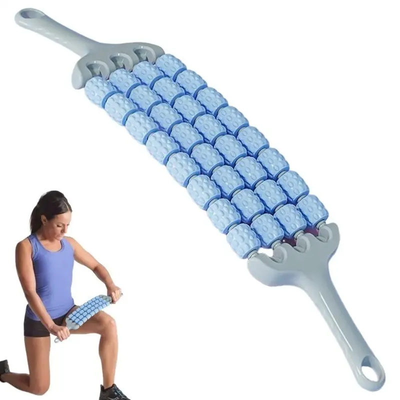 1‑Pack Hand‑Held 32‑Roller Massage Stick, Curved Deep‑Tissue Muscle Roller, Body Roller, Soreness Relief Tool for Back Waist Leg, Muscle Recovery Equipment for Home & Post‑Workout Gym Use