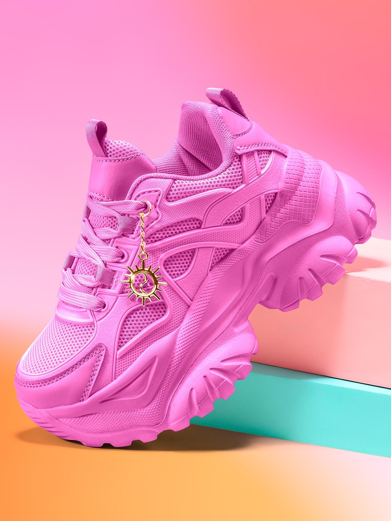 Women’s EVA thick-soled sports shoes with a 7 cm heel, detachable gold sunflower charm, all seasons