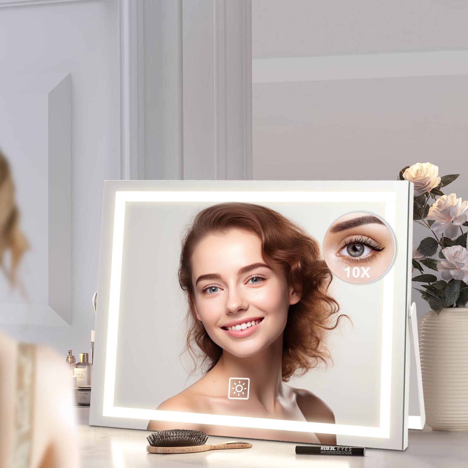 Smart LED Vanity Mirror with Lights – Lighted Makeup Mirror with Detachable 10X Magnification, 3 Color Modes & Stepless Dimming, 360° Rotation – Perfect for Women & Girls – Wedding & Birthday Gift