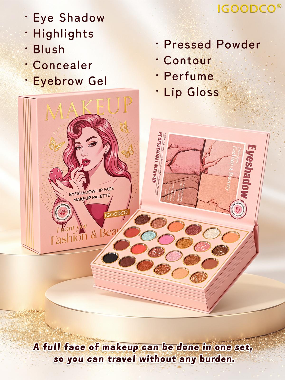 IGOODCO (IG3322) All-in-1 Comprehensive Makeup Kit - Eyeshadow, Blush, Highlighter, Contour, Concealer, Lip Gloss,