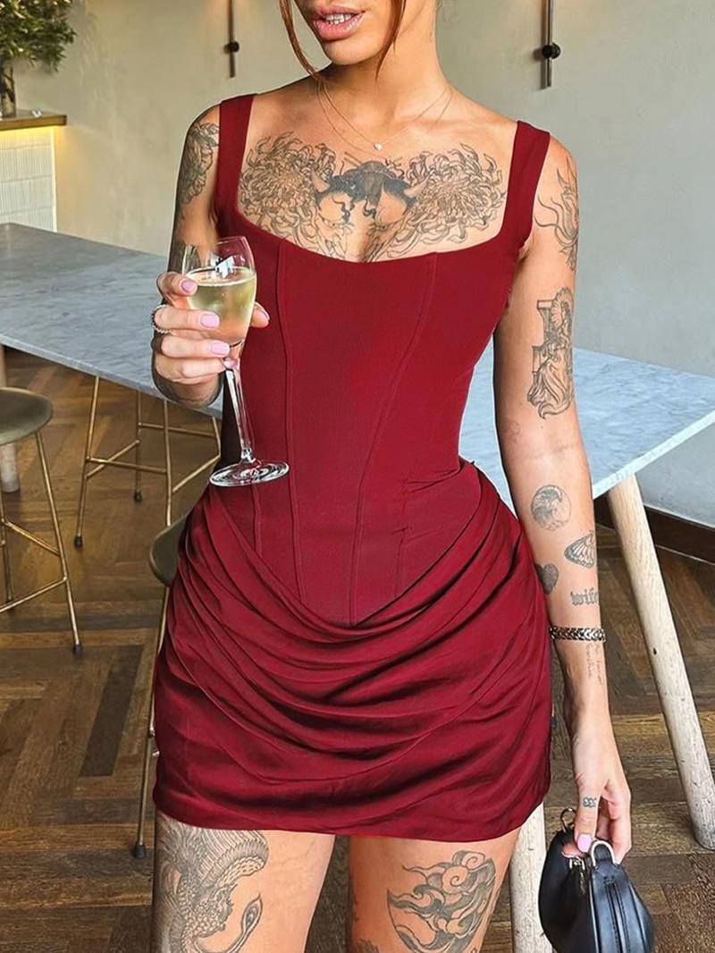 Sexy Bodycon Ruched Drawstring Mini Corset Dress for Women, Night Out Club Wear Party Dress Sexy Bodycon Ruched Drawstring Mini Corset Dress for Women, Night Out Club Wear Party Dress