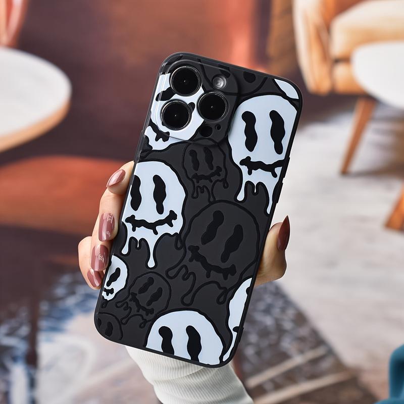 Twisted Smile Face Pattern Phone Case, TPU Decorative Phone Protector Cover, Phone Accessories,phone Case Suitable for Iphone11/12/13/14/15/16/17 Pro Promax Air Plus.