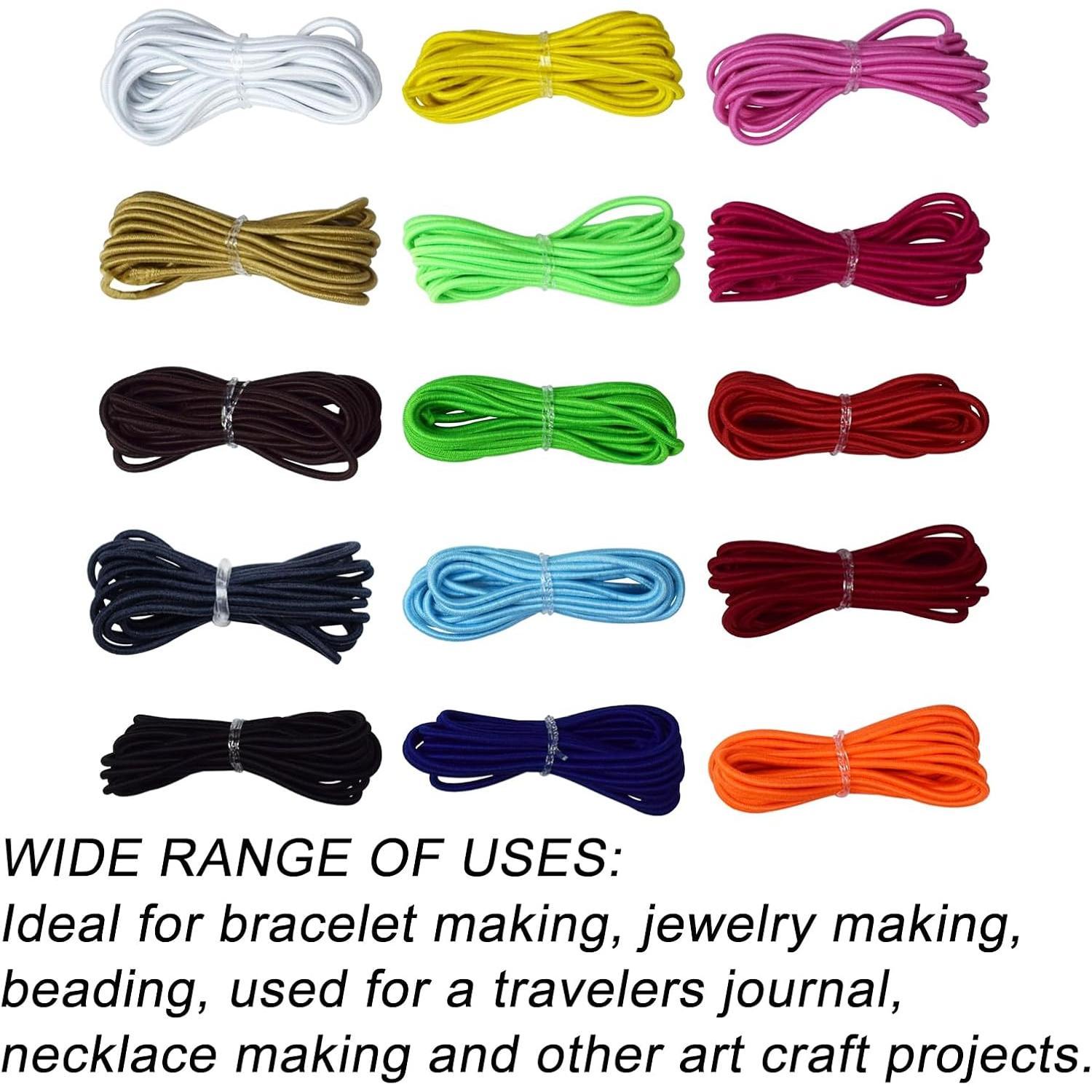 33 Yards 2mm Elastic Band Cord Bracelet String Rubber Rope - 15 Colors 6.6ft/pcs for a Travelers Journal, Bracelet, Beading,  Making by