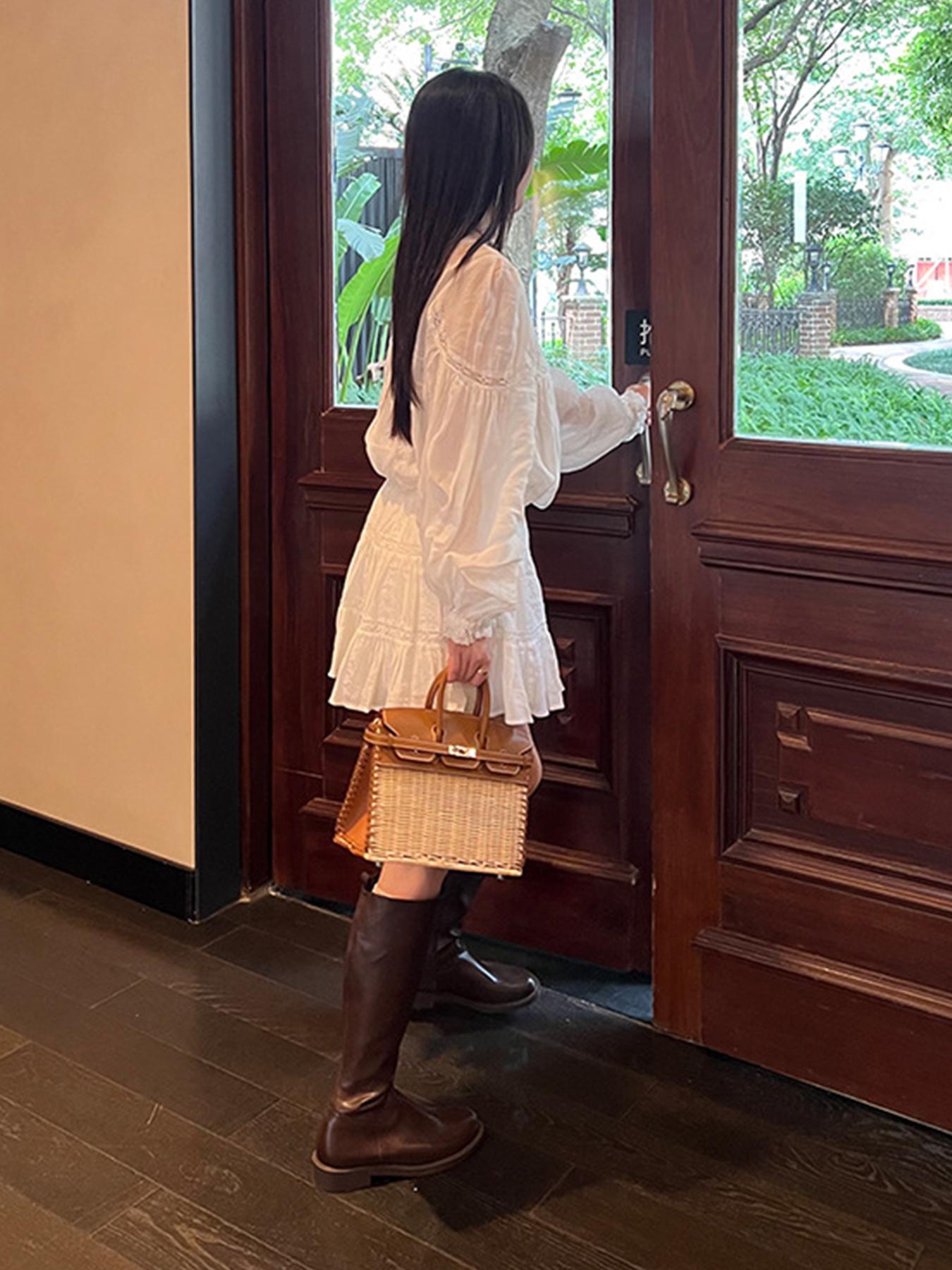 2026 Fashion Handbag, High-Quality Handmade Basket Bag, Picnic Lunch Bag, Platinum Color Bag for Girlfriend, Mother's Gift, Natural Rattan Crossbody Bag