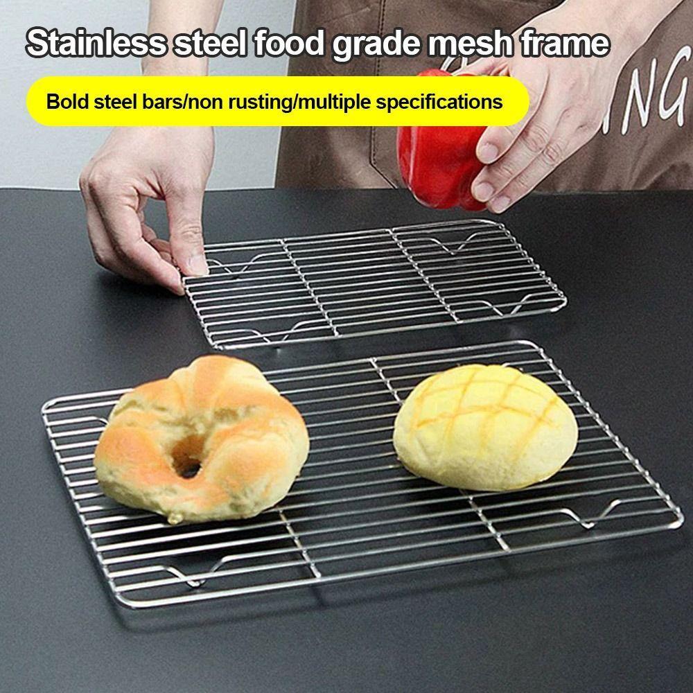 New Stainless Steel Cooling Rack Non-stick Silver BBQ Tray Barbecue Cooking Mesh Shelf