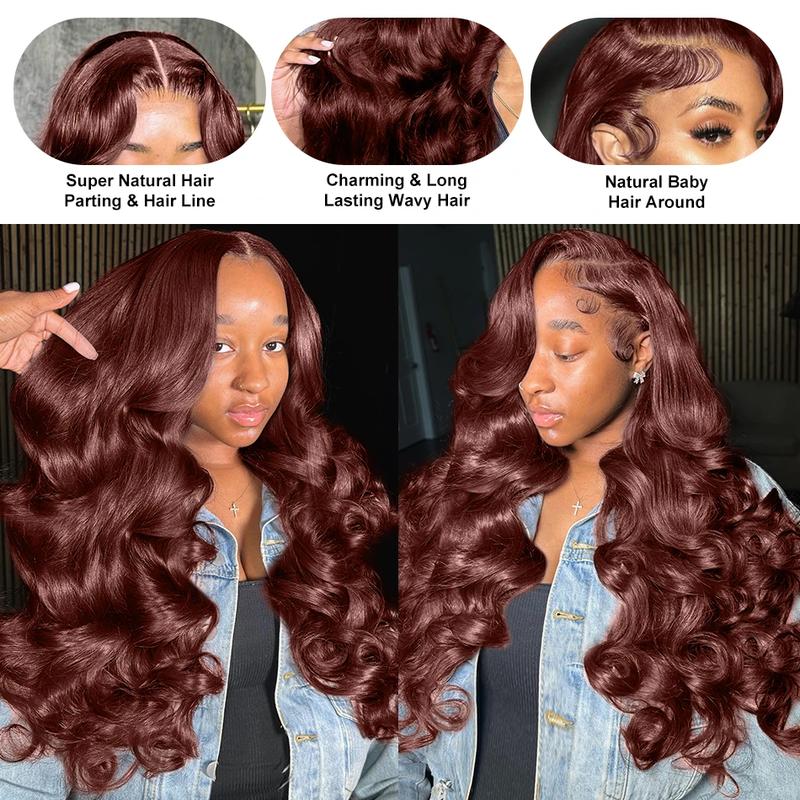 Bling Hair Reddish Brown Color Body Wave 13x4 Lace Front Human Hair Wig 180 Density 13x6 Hd Lace Frontal Wigs Brazilian Pre Plucked