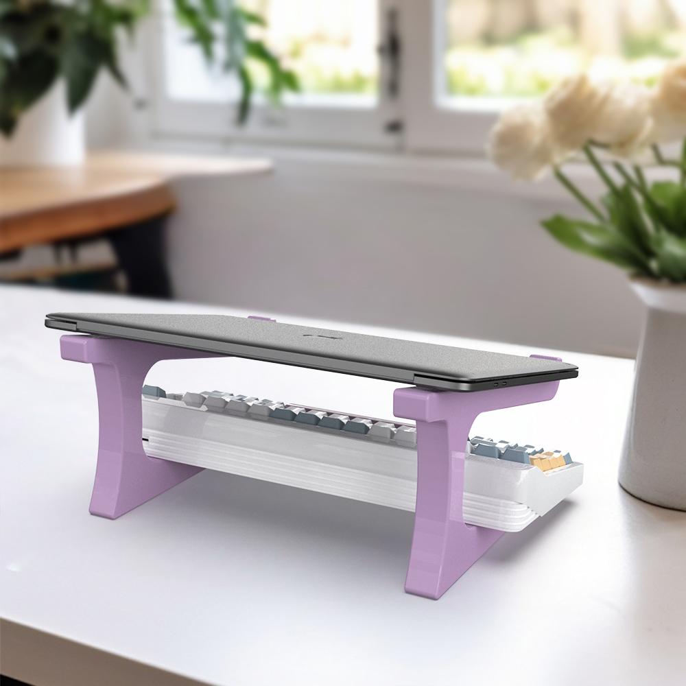 Multifunctional 3D Printed Keyboard Stand, Laptop Stand, Dual Device Support for Study & Office, Adjustable Angle for Living Room Entertainment