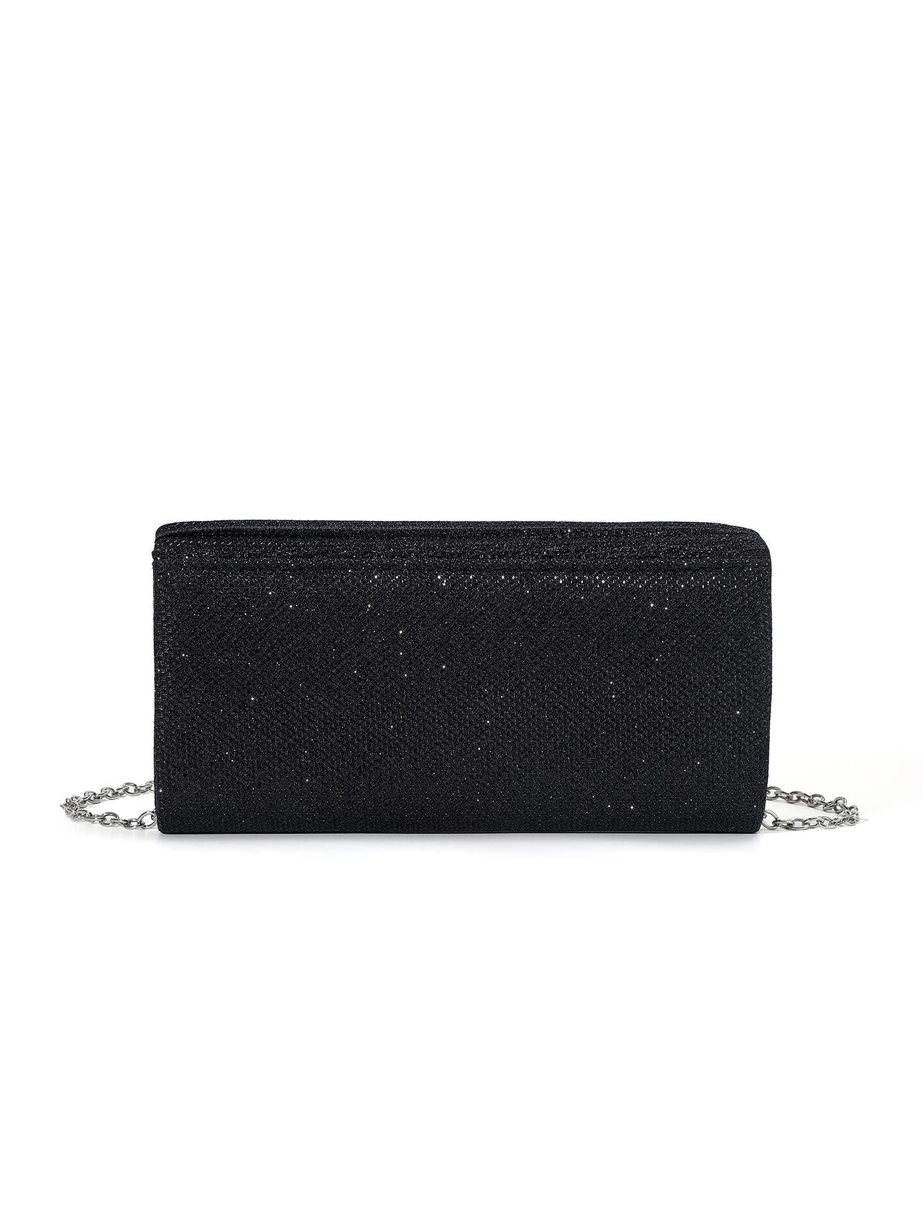 Rhinestone Decor Pleated Clutch Bag, Elegant Handbag for Party and Events, Fashionable Shoulder Crossbody Chain Bag, 1pc