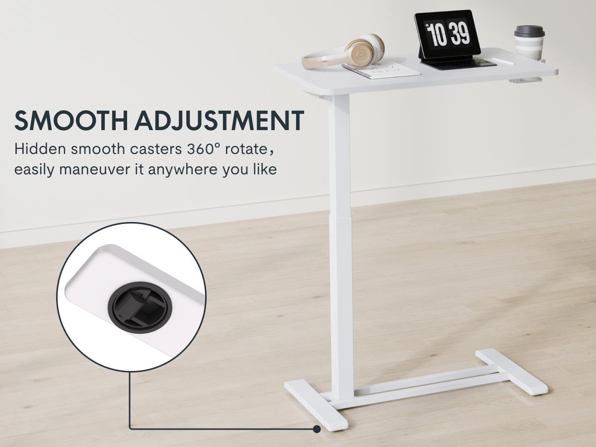 【TikTokShopBlackFriday】FLEXISPOT Mobile Adjustable Overbed Table, Bedside Standing Desk with Wheels, Rolling Laptop & Computer Cart, Portable Workstation for Home, Office, Bedroom, Hospital, Dorm, with Tiltable & Foldable Options